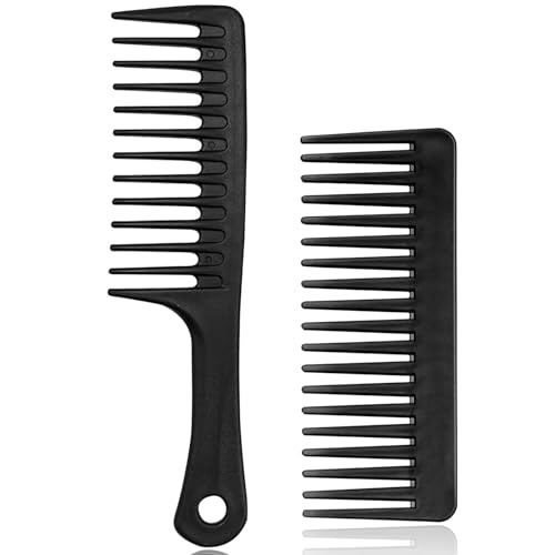 Wide Tooth Comb for Curly Hair - Detangling and Styling Comb for Men and Women (Black)
