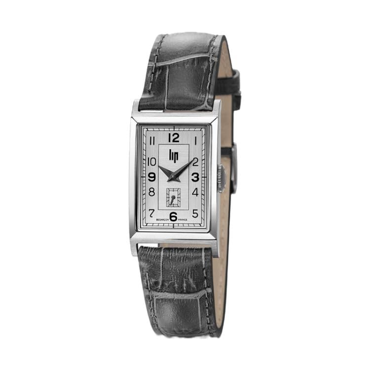 Lip Montre Churchill T18 cuir gris façon croco montre rectangulaire