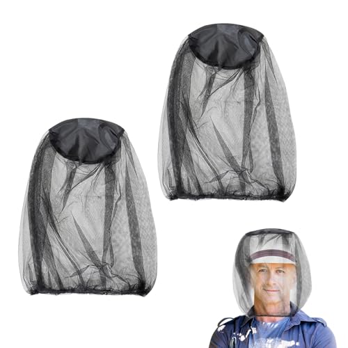 Midge Head Net, 2 PCS Midge Net Head Cover, Mosquito Head Net, Fine Mesh Insect Netting Midge Hood...