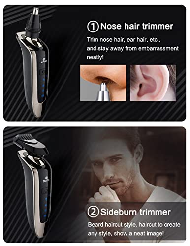 Electric Razor For Men, Wet Dry Ipx7 Waterproof, 4 In 1 Rotary Shavers Beard Nose Mustache Trimmer Face Cleaning Brush #TOP6
