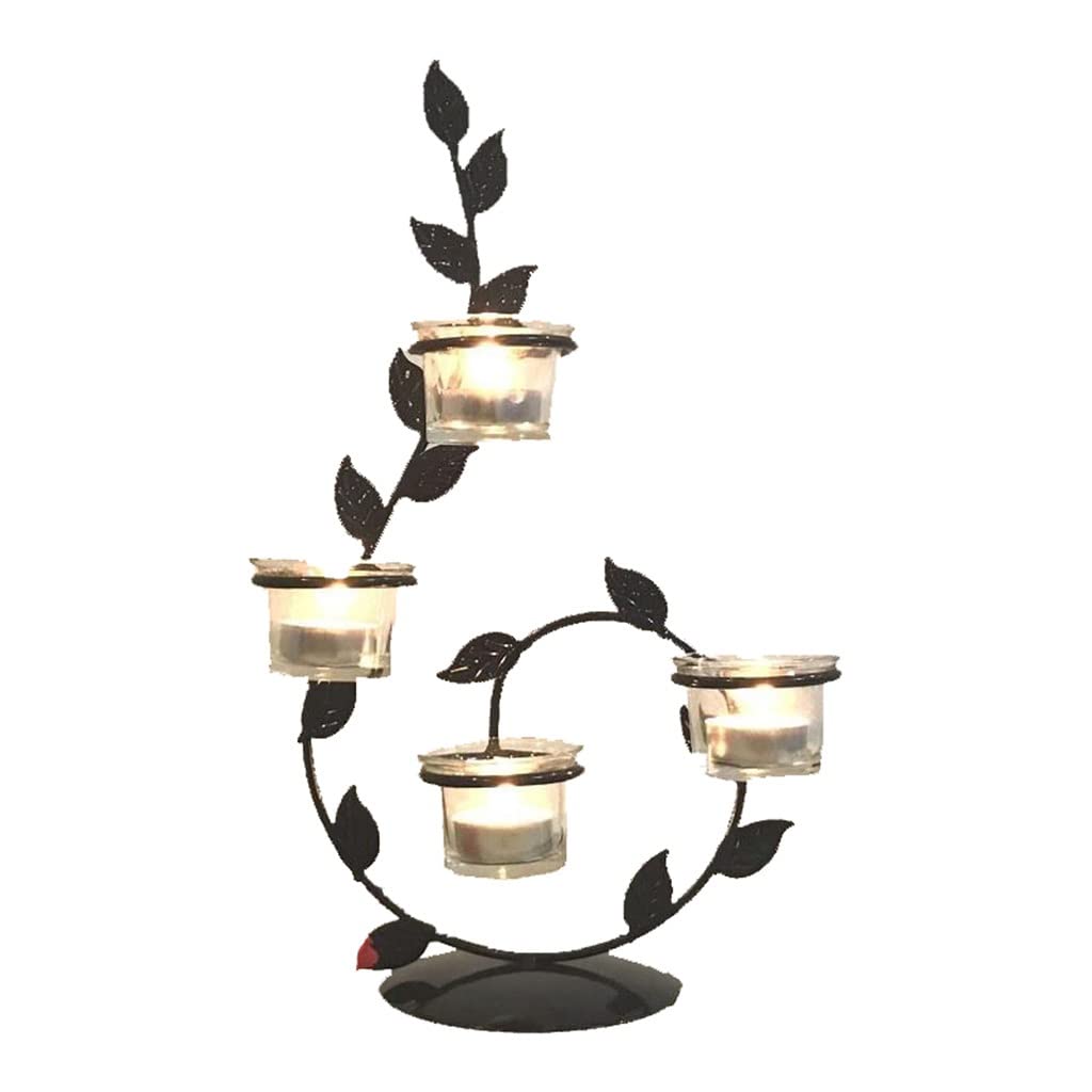 HTTGDGDH European Metal Candle Holder Leaf-Shaped Candlestick Valentine'S Day Wedding Decoration,