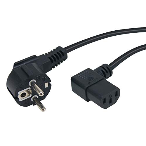 Waytex Cordon d'alimentation secteur coudé 2 pôles + terre CEE7 / IEC C13 1.80 m noir