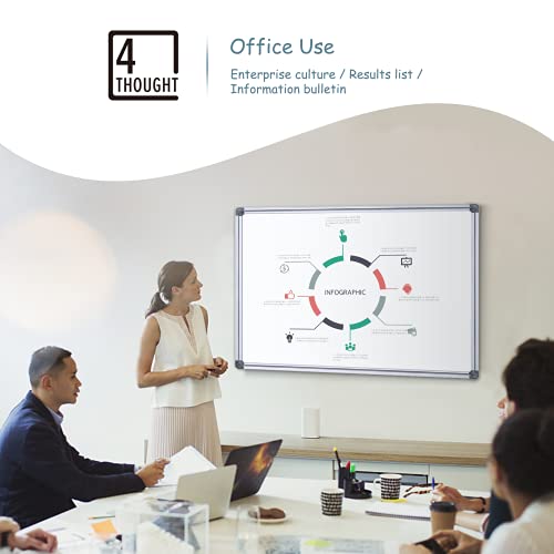 4 Thought Magnetic Dry Erase Board, 48 X 36 Inches Whiteboard Wall-Mounted With Aluminium Frame And Removable Marker Tray, Magnetic Message And Memo Bulletin Board Of Commercial Quality #TOP4
