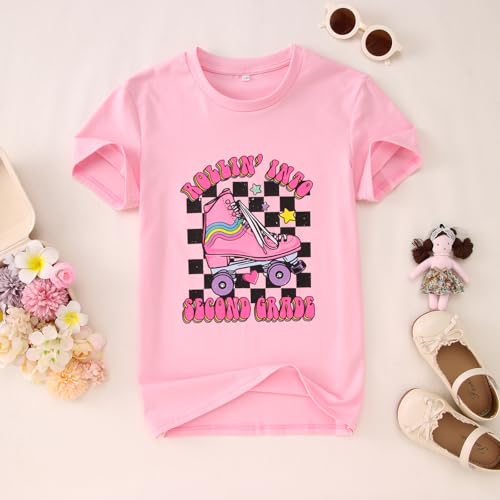 Image of First Day of School Outfit for Girl Rollin Into First Second Third Grade Shirt 1st 2nd 3rd Back to School T-Shirt Top