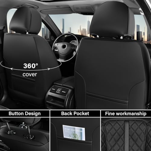 Image of Coverado Front Seat Covers, Luxury Diamond-Pattern Leather Car Seat Cover & Carbon Fiber Lines, Black and Purple Seat Covers, Waterproof Car Seat Protectors, Seat Cover Universal Fit for Most Cars
