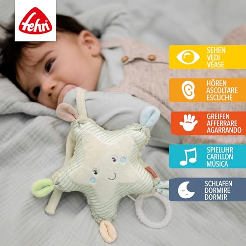 Fehn 054019 Stella Di Mare In Peluche Con Mini Carillon E Attacco, Melodia In Lingua Tedesca “WeißT Du Wieviel Sternlein Stehen", Per Bambini Da 0 Mesi, Dimensioni 18 Cm - 2