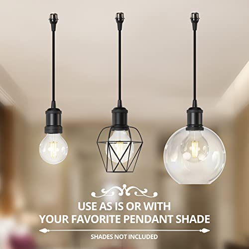 Quiklamp Black 8 Inch Socket To Mini Pendant Light Converter Adapter, Easily Converts Standard Bulb Socket To Mini Pendant Light Without Wiring And Tools, Use With Or Without Shade (Not Included) #TOP2