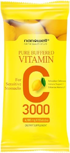 Miniatura 3 de Vitamina C tamponada pura 3000 mg por porción, suplemento dietético para apoyo inmunológico - 60 barras x 2 botellas, suministro de 4 meses (120