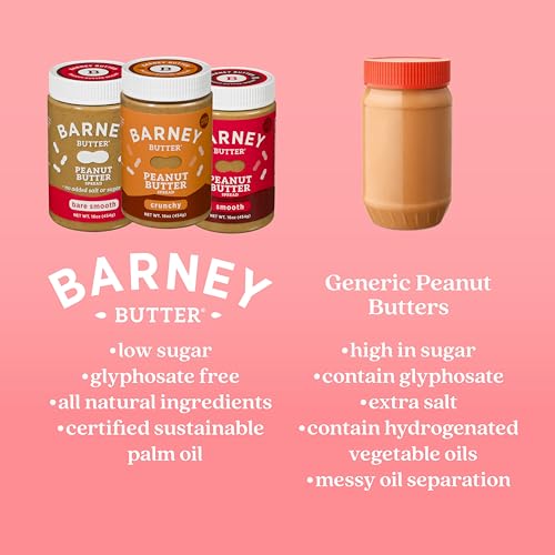 Barney Butter Peanut Butter, Smooth, 16 Ounce Jar, Natural, No Stir, Non-GMO, Gluten Free, Keto, Vegan