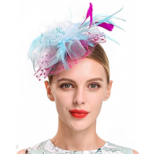 Chapeau fascinateur femmes LYGBAOFUL à fleur et plumes pour cocktail