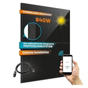 KAISER® 800W Balkonkraftwerk Photovoltaikanlage inkl. Wechselrichter - Solaranlage Komplettset im All Black Design - Plug and Play Solarmodule - inkl. Zubehör & 7m Kabel per App steuern