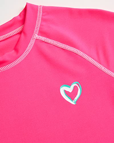 Image of Pink Platinum Girls Swim Shirt - Lightweight Quick Dry Short Sleeve Rash Guard for Girls, Swim Top w /UPF 50+ Sun Protection