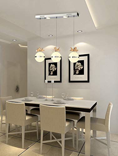 Chandelier LED variable avec télécommande en cristal et acier suspendu - 6