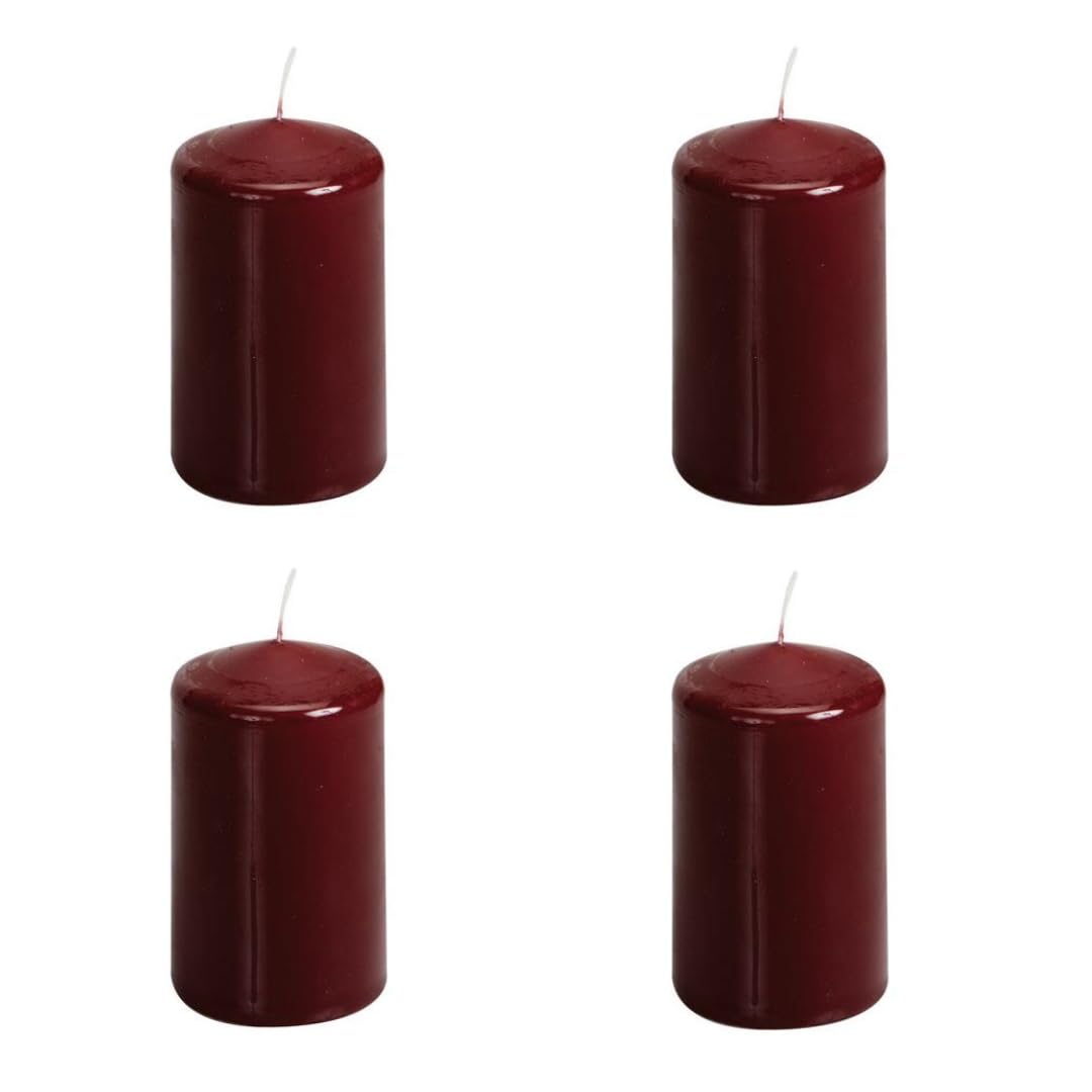 Set di 4 candele a pilastro – Ø 5,8 x 10 cm (diametro x altezza) – Durata della combustione: 25 ore, senza fuliggine, miscela di paraffina e palma – Candela di Natale, Natale, Natale, decorazione