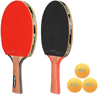 KEVENZ 2-Pack Patent Advanced Table Tennis Racket Come with Anti-Skid Handle, Wooden Blade
