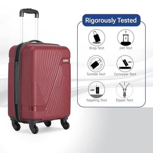 Image of Safari Zion Set of 3 (Cabin + Medium + Large) Trolley Bags Hard Polypropylene 4 Wheels 360 Degree Wheeling Luggage, Travel Bags, Suitcase for Travel, Trolley Bag for Travel, Maroon