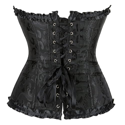 KUOSE Damen Vollbrust Corsage Bauchweg Korsage Top Übergrößen Schwarz