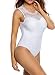 Womens Sexy White Floral Embroidered Sheer Mesh Corset Bodysuit
