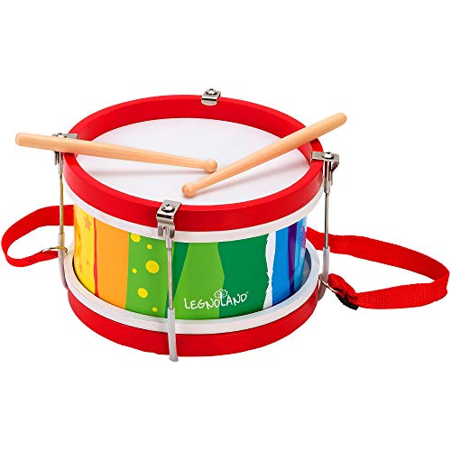 Globo Toys Globou00a0u0096u00a037334u00a0u0096u00a022u00a0x 14u00a0cm Legnoland Tambor con Correa para el Cuello de Madera y 2u00a0Barras