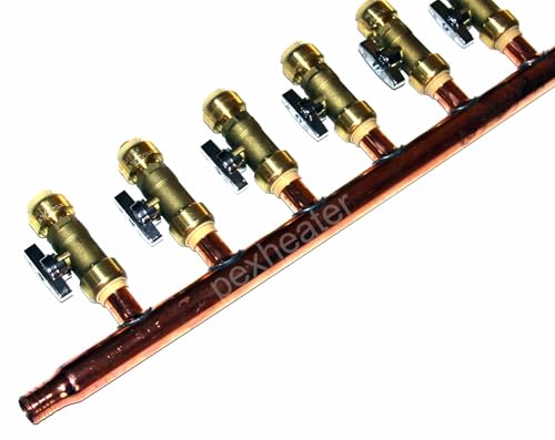 8 branched Push Fit PEX Manifold 3/4 Male 1/2 Ball Valve with PUSH FIT end with closed end