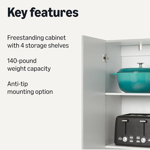 Image of Amazon Basics Storage Cabinet for Kitchen Pantry, White