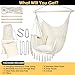 Y- STOP Hammock Chair Hanging Rope Swing, Max 500 Lbs, 2 Cushions Included, Large Macrame Hanging Chair with Pocket for Superior Comfort, with Hardware Kit (Beige)