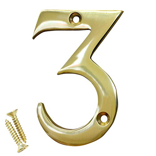 Rch Hardware No-Br2270-75 Brass House Number, 3 Inch, Polished Brass #TOP10