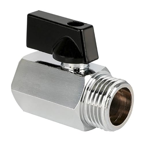 Messing Mini Kugelhahn G1/2' IG x AG,DN15,Mini-Kugelhahn Absperrhahn,Absperrventil verchromt G1/2' Innen(Ø19,5mm) x Außen(Ø20,3mm),Gewindefitting Messing Anschlussstücke