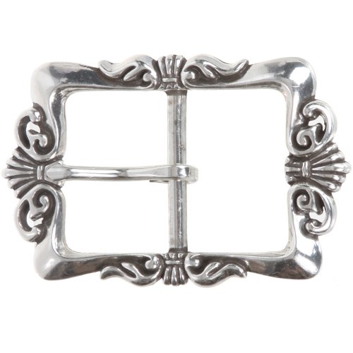 1 1/2" (38 mm) Western Floral Single Prong Center Bar Silver Belt Buckle