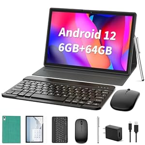 Android Tablet 2 in 1 Tablet, 10 inch Android 12 Tablet 6GB+64GB with Keyboard, Tablets with Case Mouse Stylus,512GB Expandable Dual Camera, WiFi, Bluetooth, Google Certified Tablet PC(Green)