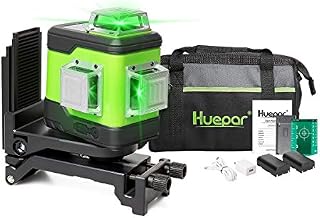 Huepar 503CG 3X 360 Laser Level Green + Pulse Mode, 0.2mm Pro Accuracy, Switchable 3D Cross Line Self Leveling 12 Lines, 360 Vertical/Horizontal Lines Laser, USB Rechargeable, 2 Li-Batteries Included