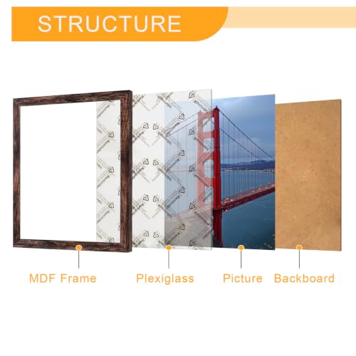 Image of BESCRCL 12x12 Picture Frame Wall Hanging, Engineered Wood Photo Frames for 30 x 30cm Diamond Art Painting, Brown, 1 Pack