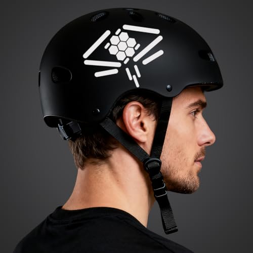 AOOSU Fahrrad Reflektoren Aufkleber Schwarz, 44 Stück Reflektierende Aufkleber Motorradhelm Reflektierende Aufkleber Kinderwagen Reflektoren Sticker für Fahrrad, Motorräder, Kinderwagen (7 * 1.8cm)