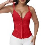 SHAPSHE Bustier Black Corset Lace Tops for Women Shapewear Sexy Going out Night Outfits Waist Trainer with Bra RED/X-Small