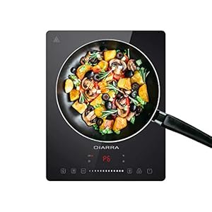 CIARRA CBTIH1 Inductiekookplaat, enkele 2000 W, touch-bediening, inductie, kookplaat met 8 standen, 8 temperatuurniveaus, mobiele camping, inductiekookplaat, zwart