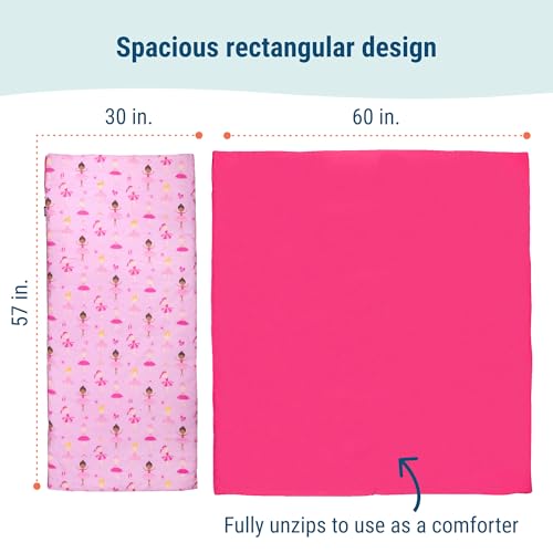Image of Wildkin Kids Sleeping Bag - Roll-Up Design with Storage Bag for School, Travel & Camping - Ballerina
