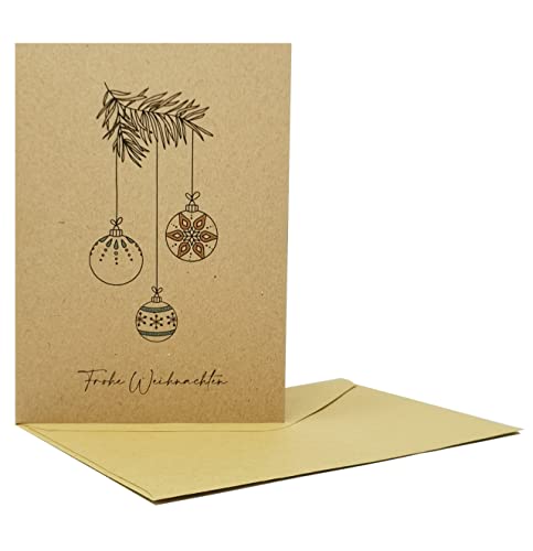 24 Weihnachtskarten aus extra dickem Kraftkarton aus Recyclingpapier (Klappkarten)