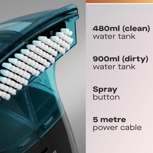 Image of Hausmeister Hydroflex Carpet Cleaner Machine, Upholstery Cleaner Machine for Couch, Car Seats & Pet Stains, 500W Powerful Handheld Deep Cleaner with 3 Brush Heads (Machine + 0 solution)