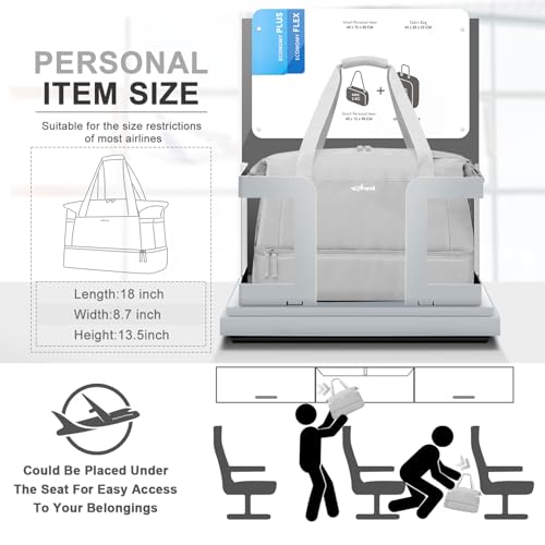 Image of Gym Duffel Bag for Women, Grey, Gym Bag With Usb Charging Port