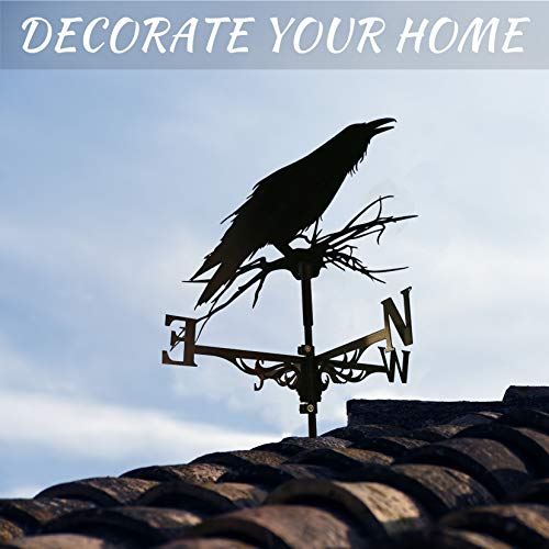 HXSD Metal Black Weathervane Roof Mount Weather Vane Outdoor Patio Yard