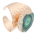 Lurrose Anillo de Mujer Chapado en Oro Piedra Natural Irregular Verde, Anillo Delicado y Elegante para Fiesta, Joyería Fina de Dedo para Uso Diario y Ocasiones Obsequios