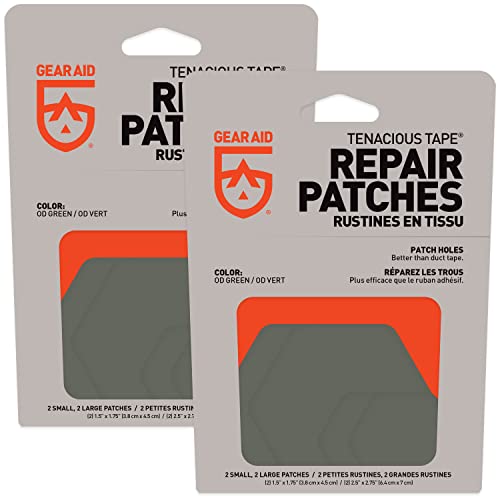 Image of GEAR AID Tenacious Tape Hex Repair Patches, 2.5 inch & 1.5 inch, OD Green, 8 Count