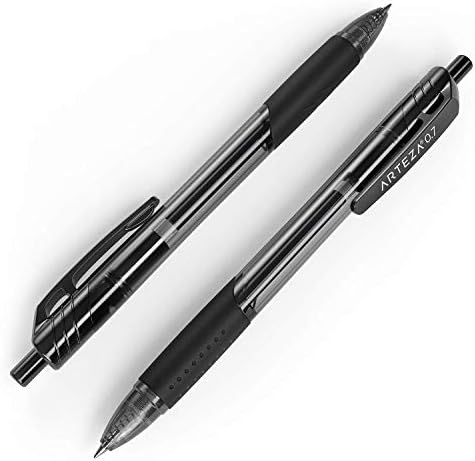 ARTEZA Gel Pens, Pack of 50 Black Roller Ball Pens, 0.7mm Medium Point, Retractable, Quick Drying Ink, Office Supplies for Note-Taking and Journaling