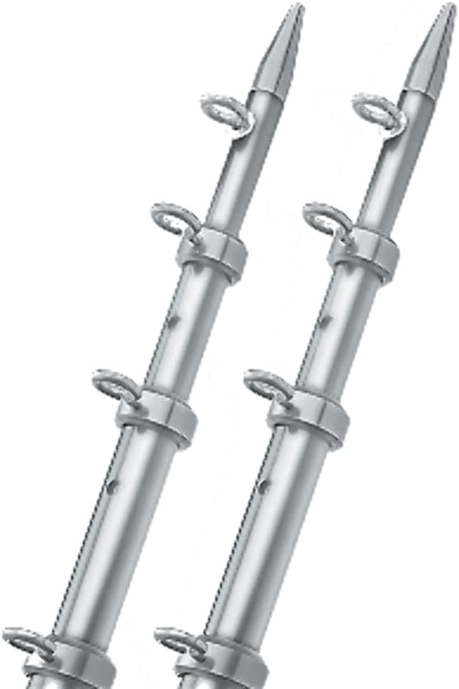 OT-0442VEL15 Aluminum Tele-Outrigger Pole - 1-1/8" x 15', Silver/Silver