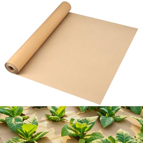 Sibosen 3 x 100 Ft Biodegradable Garden Weed Barrier Heavy Duty Garden Paper Thickened Biodegradable Landscape Fabric Paper for Weeds Paper Mulch Rolls Garden Paper for Outdoor Garden Lawn