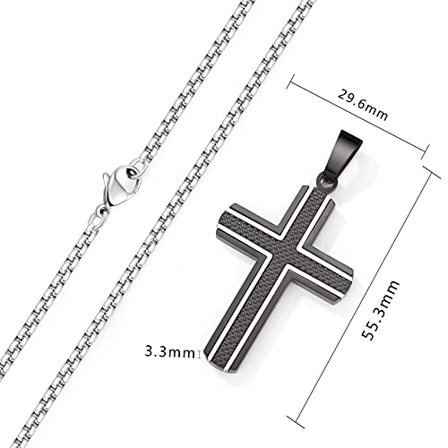 Holizaly Men's Cross Necklace 316L Stainless Steel Pendant White/Gold/Black/Blue Rolo Chain-Gift Box Included #TOP1