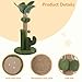 19In Sisal Cat Scratching Post with Cactus Design, Dangling Toys for Cats and Kittens