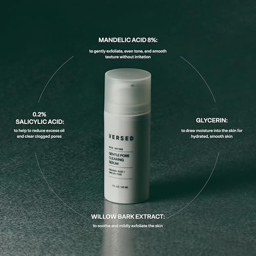 Image of VERSED Skin Refine Gentle Pore Clearing Serum | Exfoliating Facial Serum with Salicylic Acid and Mandelic Acid for Clear Skin | Safe for Sensitive Skin, Vegan, 30 ml / 1 fl oz