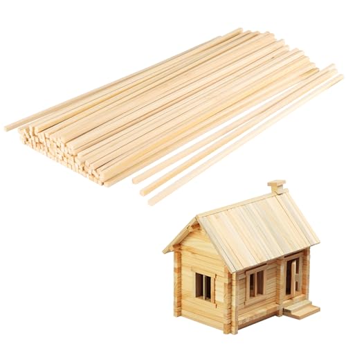Lot de 100 bâtons carrés en bois de balsa, 5 x 5 x 300 mm, pour sculpture, bricolage, modélisme, décorations en bois