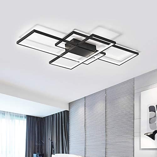 JaycomeyLED Ceiling Light,75W Modern Ceiling Lamp,3-Squares Acrylic Black LED Chandelier,Flush Mount Ceiling Light Fixture for Dining Living Room Study Kitchen,Cool White/6000K